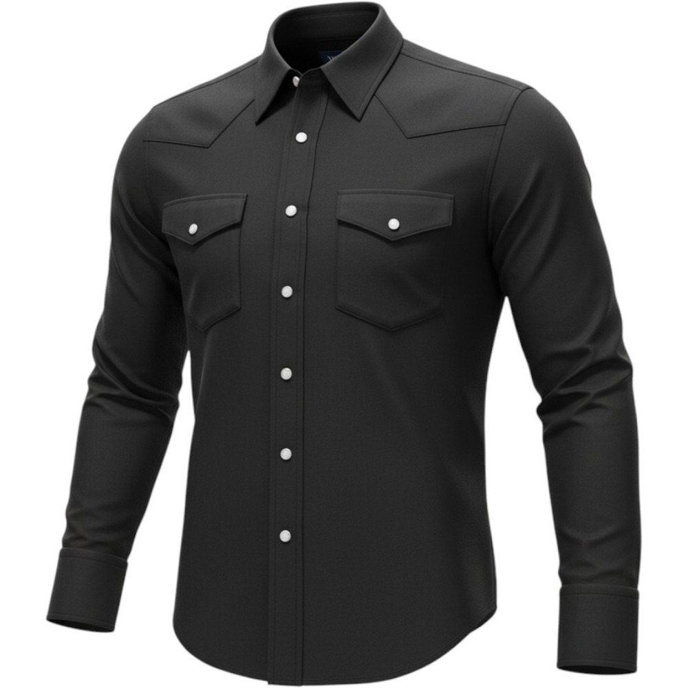Wrangler Mens Black Western Snap Front Shirt Long Sleeve Cotton MS70819 Size M